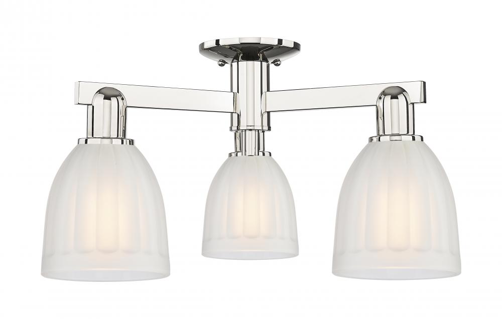 Brookfield - 3 Light - 23 inch - Polished Nickel - Semi-Flush Mount