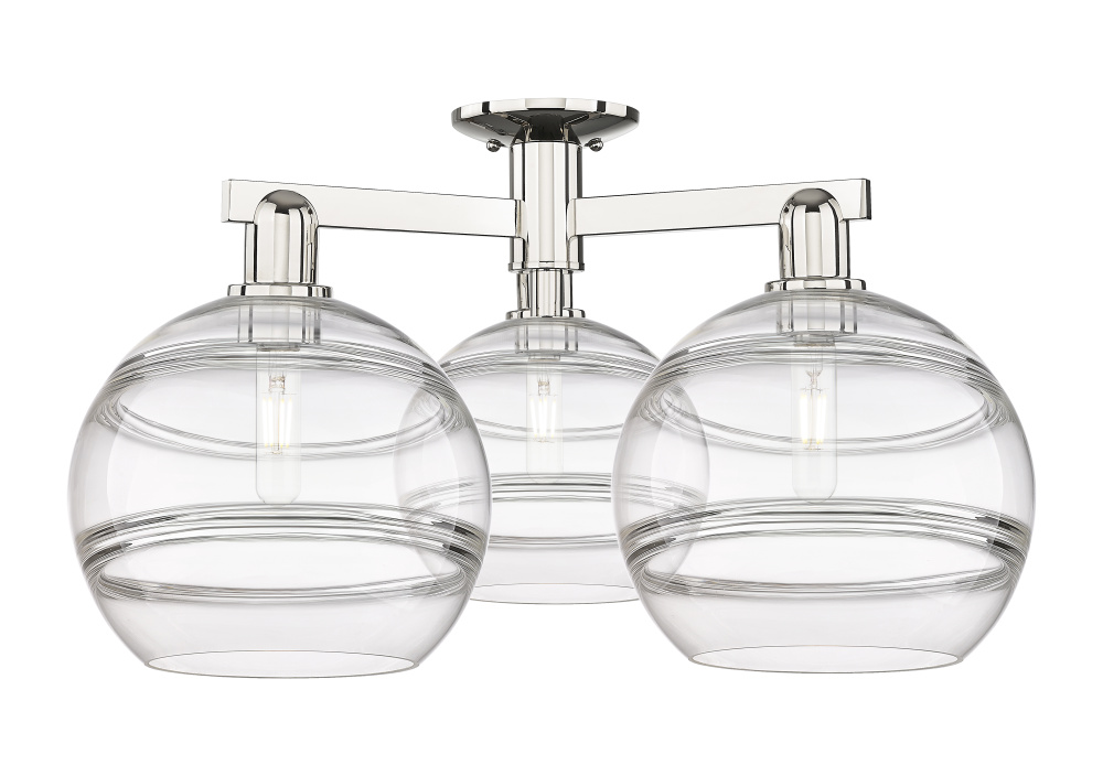 Rochester - 3 Light - 28 inch - Polished Nickel - Semi-Flush Mount