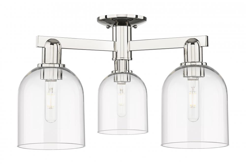 Bella - 3 Light - 23 inch - Polished Nickel - Semi-Flush Mount