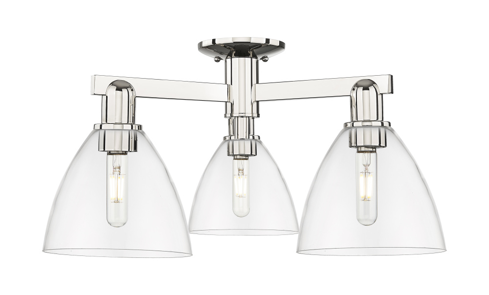 Bristol - 3 Light - 25 inch - Polished Nickel - Semi-Flush Mount
