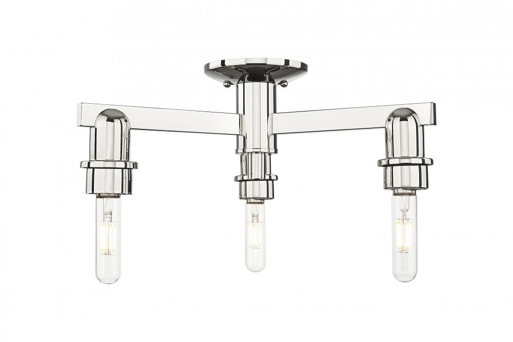 Arcadia - 3 Light - 20 inch - Brushed Polished Nickel - Semi-Flush Mount