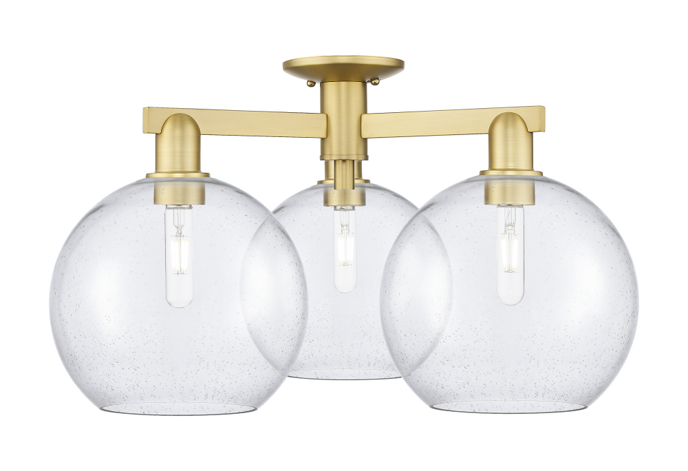 Athens - 3 Light - 28 inch - Satin Gold - Semi-Flush Mount