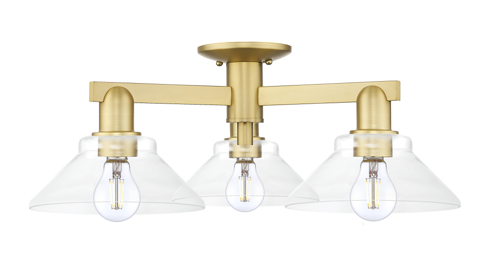 Orwell - 3 Light - 26 inch - Satin Gold - Semi-Flush Mount
