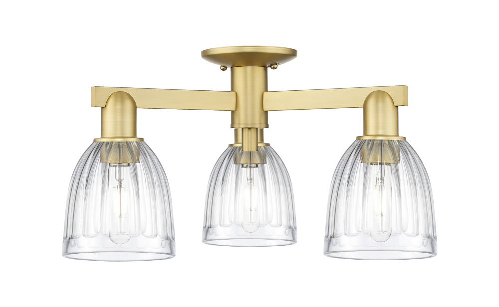 Brookfield - 3 Light - 23 inch - Satin Gold - Semi-Flush Mount