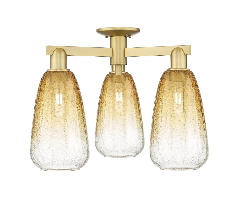 Brookhaven Almond - 3 Light - 6 inch - Satin Gold - Semi-Flush Mount