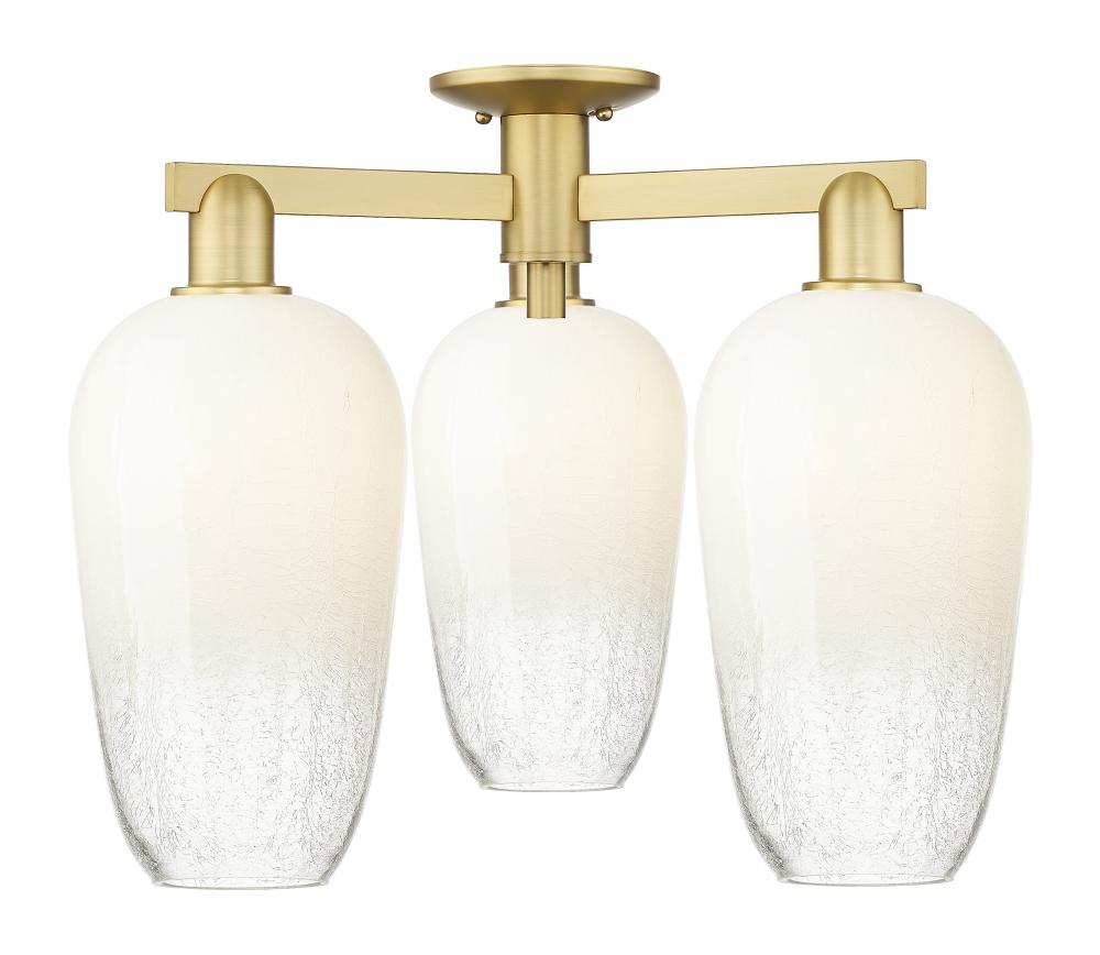 Brookhaven Flute - 3 Light - 6 inch - Satin Gold - Semi-Flush Mount