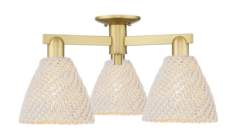 Bristol Natural - 3 Light - 6 inch - Satin Gold - Semi-Flush Mount