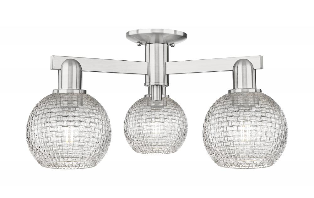 Athens - 3 Light - 23 inch - Brushed Satin Nickel - Semi-Flush Mount