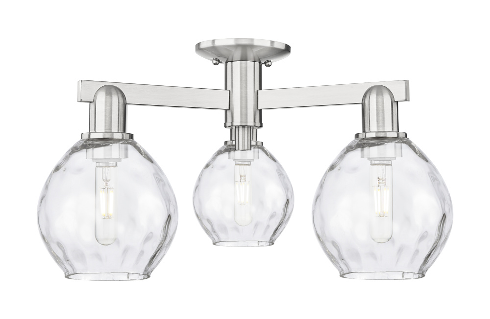 Waverly - 3 Light - 24 inch - Brushed Satin Nickel - Semi-Flush Mount