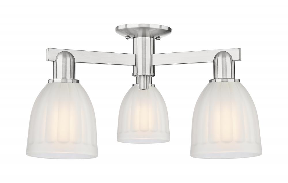 Brookfield - 3 Light - 23 inch - Brushed Satin Nickel - Semi-Flush Mount