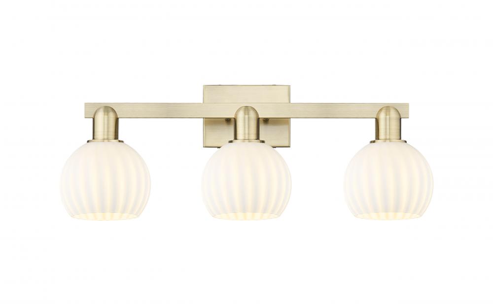 White Venetian - 3 Light - 25 inch - Antique Brass - Bath Vanity Light