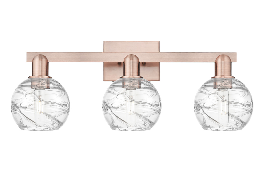 Athens Deco Swirl - 3 Light - 26 inch - Antique Copper - Bath Vanity Light