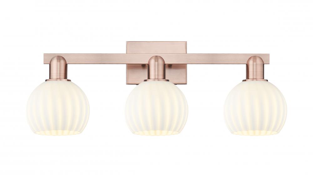 White Venetian - 3 Light - 25 inch - Antique Copper - Bath Vanity Light