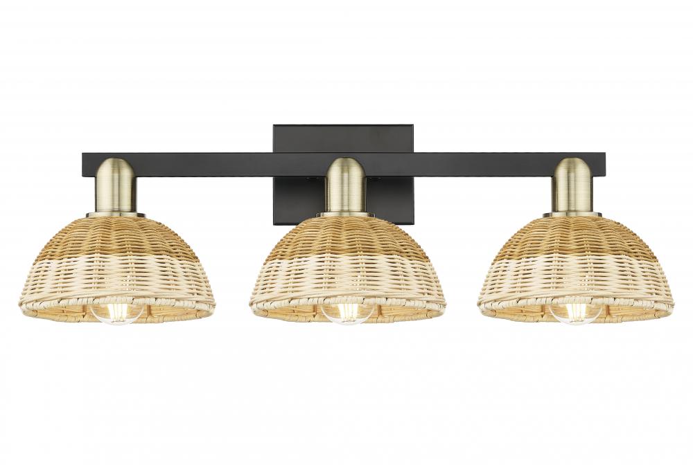 Natural Ballston Dome - 3 Light - 26 inch - Black Antique Brass - Bath Vanity Light