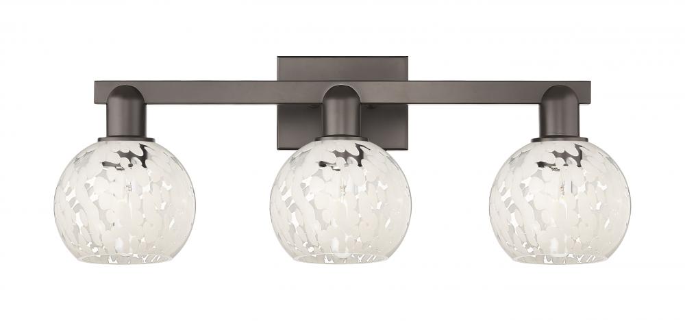 White Mouchette - 3 Light - 25 inch - Oil Rubbed Bronze - Bath Vanity Light
