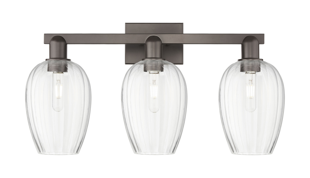 Preston Flute - 3 Light - 26 inch - Oil Rubbed Bronze - Bath Vanity Light