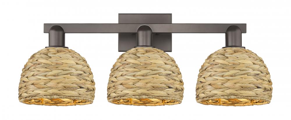 Woven Rattan - 3 Light - 27 inch - Oil Rubbed Bronze - Bath Vanity Light