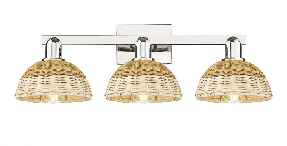 Natural Ballston Dome - 3 Light - 26 inch - Polished Nickel - Bath Vanity Light