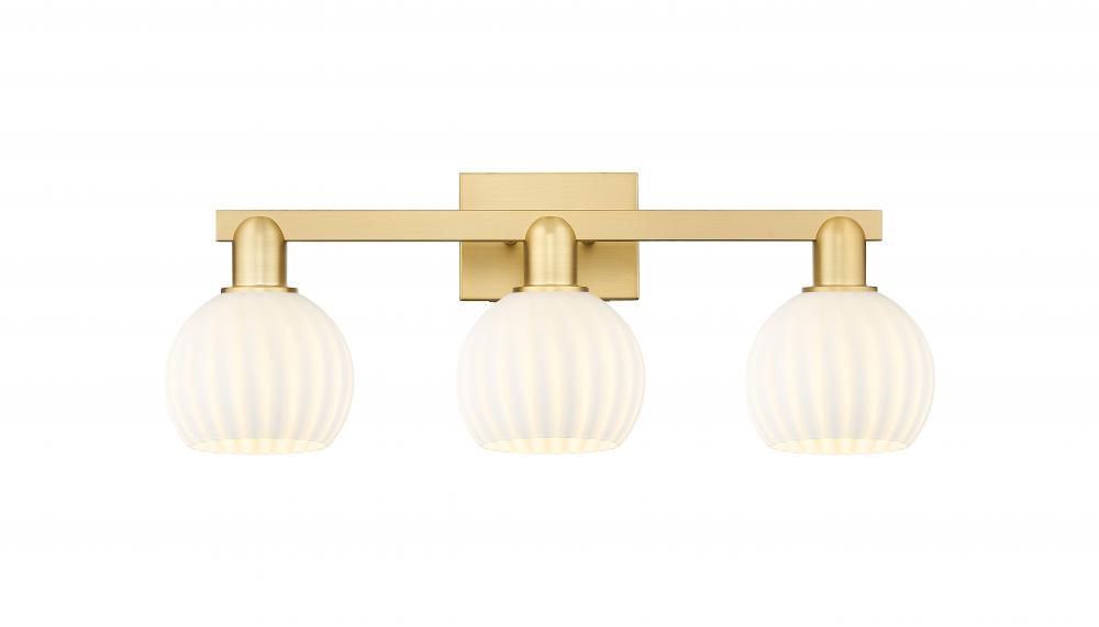 White Venetian - 3 Light - 25 inch - Satin Gold - Bath Vanity Light