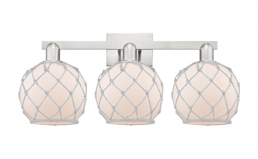 Farmhouse Rope - 3 Light - 27 inch - Brushed Satin Nickel - Bath Vanity Light