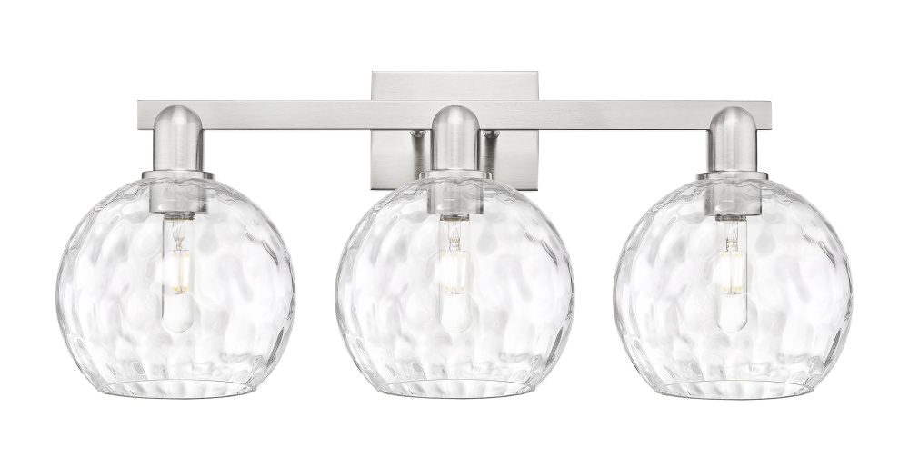 Athens Water Glass - 3 Light - 27 inch - Brushed Satin Nickel - Bath Vanity Light