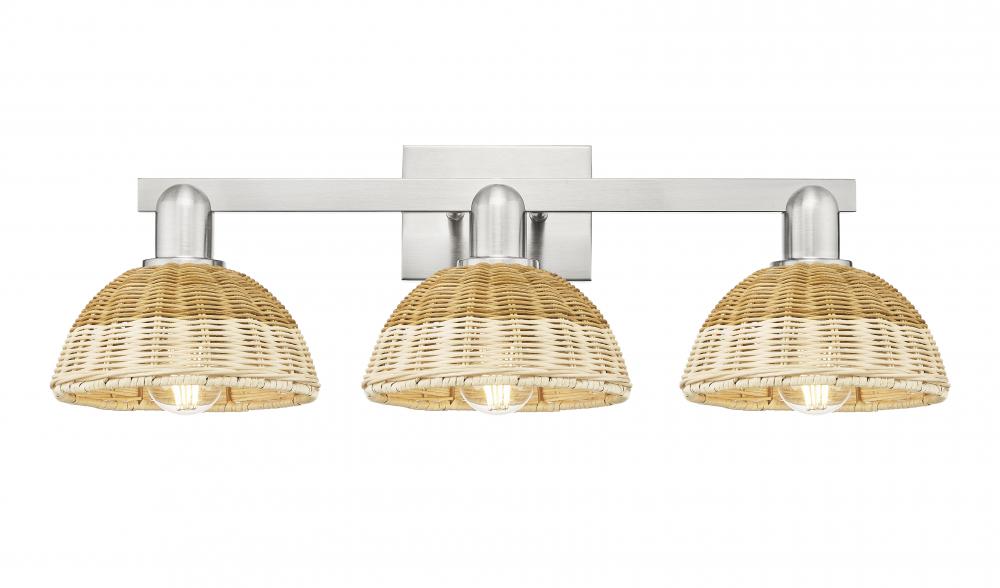 Natural Ballston Dome - 3 Light - 26 inch - Brushed Satin Nickel - Bath Vanity Light