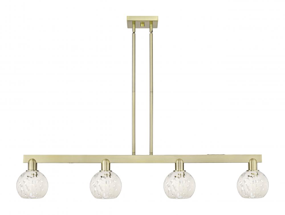 White Mouchette - 4 Light - 49 inch - Antique Brass - Stem hung - Island Light