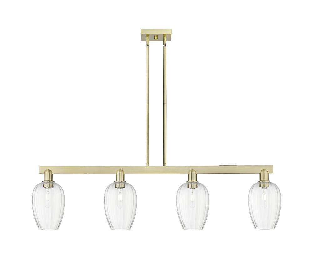 Preston Flute - 4 Light - 48 inch - Antique Brass - Stem hung - Island Light