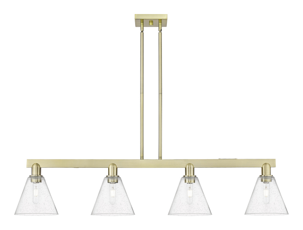 Berkshire Glass - 4 Light - 51 inch - Antique Brass - Stem hung - Island Light