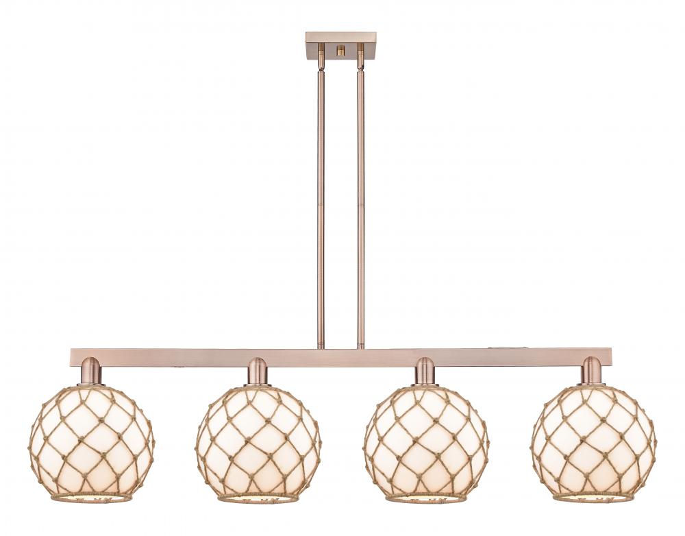 Farmhouse Rope - 4 Light - 53 inch - Antique Copper - Stem hung - Island Light