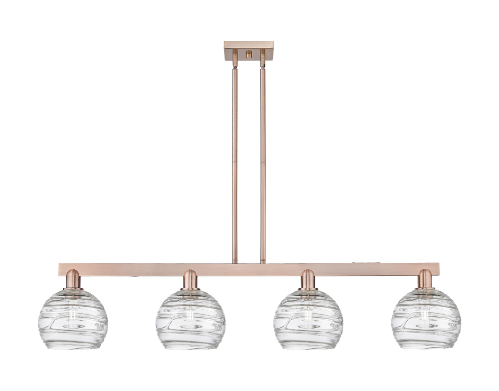 Athens Deco Swirl - 4 Light - 51 inch - Antique Copper - Stem hung - Island Light