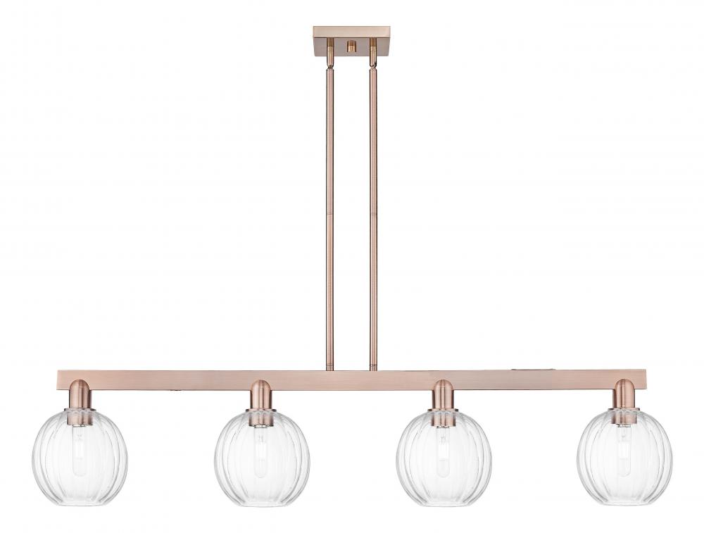 Preston Globe - 4 Light - 48 inch - Antique Copper - Stem hung - Island Light