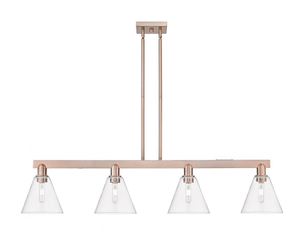 Berkshire Glass - 4 Light - 51 inch - Antique Copper - Stem hung - Island Light