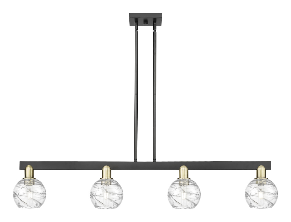 Athens Deco Swirl - 4 Light - 48 inch - Black Antique Brass - Stem hung - Island Light