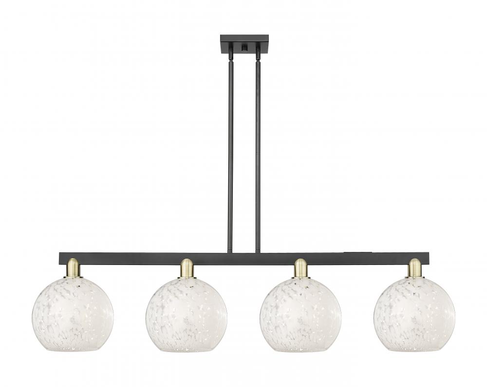 White Mouchette - 4 Light - 53 inch - Black Antique Brass - Stem hung - Island Light