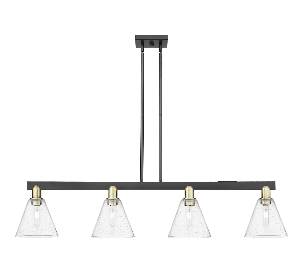 Berkshire Glass - 4 Light - 51 inch - Black Antique Brass - Stem hung - Island Light
