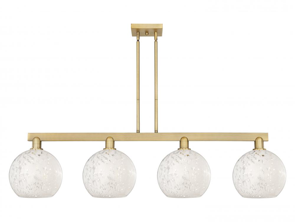 White Mouchette - 4 Light - 53 inch - Brushed Brass - Stem hung - Island Light