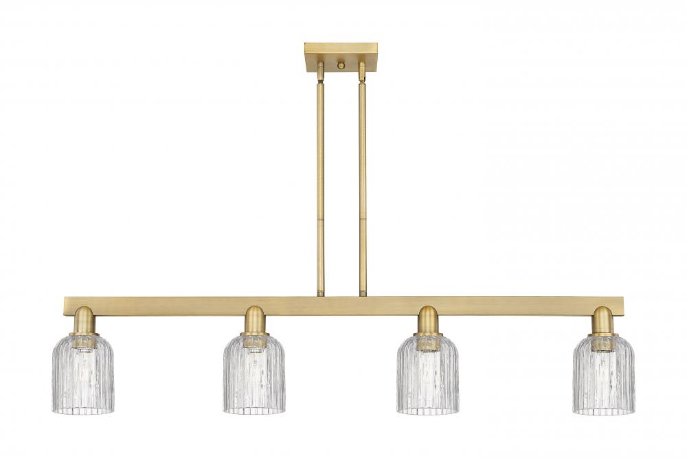 Bridal Veil - 4 Light - 48 inch - Brushed Brass - Stem hung - Island Light