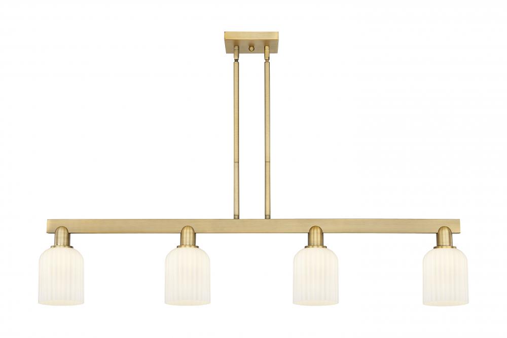 Bridal Veil - 4 Light - 48 inch - Brushed Brass - Stem hung - Island Light