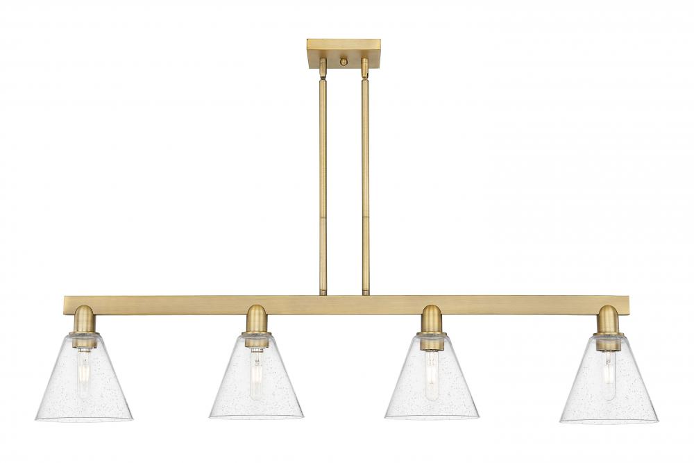 Berkshire Glass - 4 Light - 51 inch - Brushed Brass - Stem hung - Island Light