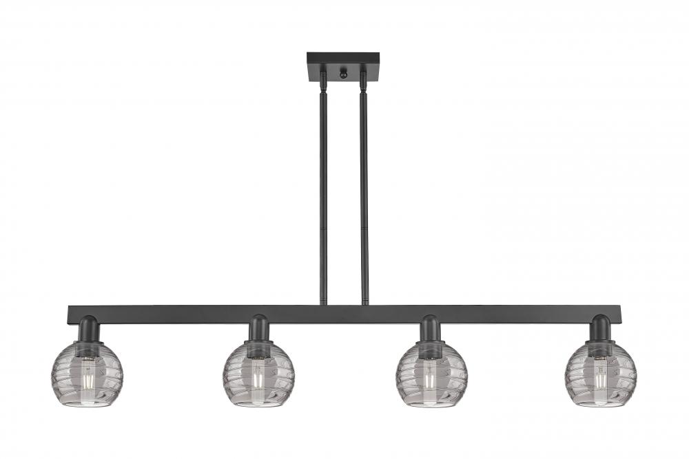Athens Deco Swirl - 4 Light - 48 inch - Matte Black - Stem hung - Island Light