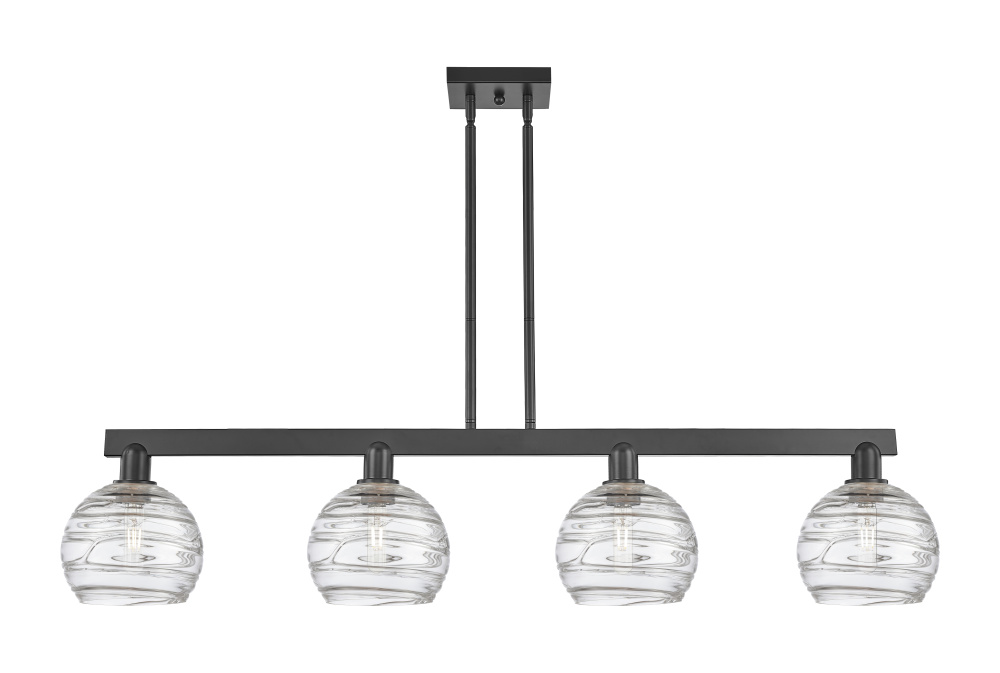 Athens Deco Swirl - 4 Light - 51 inch - Matte Black - Stem hung - Island Light