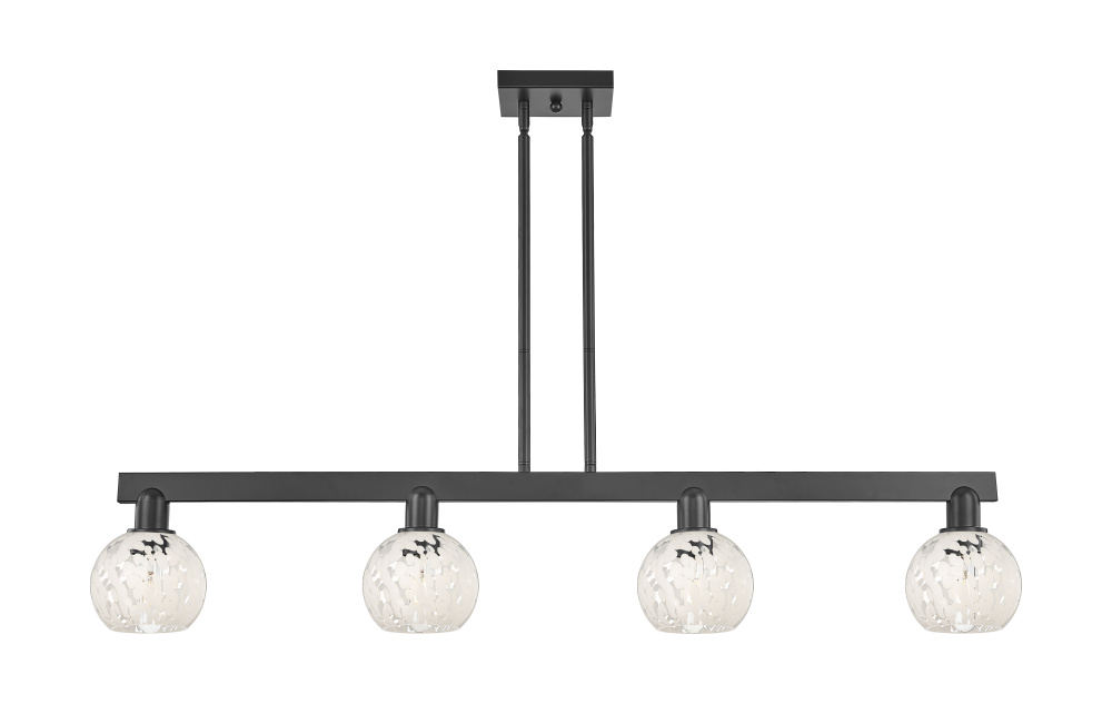 White Mouchette - 4 Light - 49 inch - Matte Black - Stem hung - Island Light