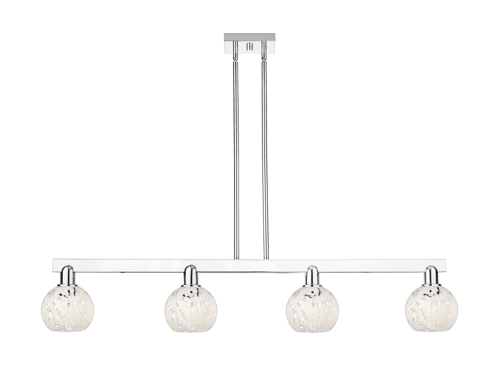 White Mouchette - 4 Light - 49 inch - Polished Chrome - Stem hung - Island Light