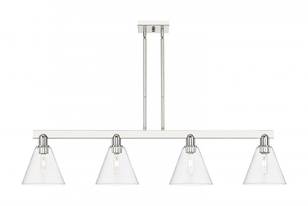 Berkshire Glass - 4 Light - 51 inch - Polished Nickel - Stem hung - Island Light