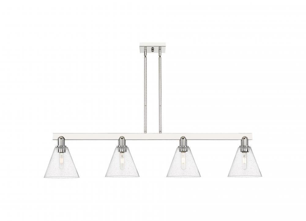 Berkshire Glass - 4 Light - 51 inch - Polished Nickel - Stem hung - Island Light