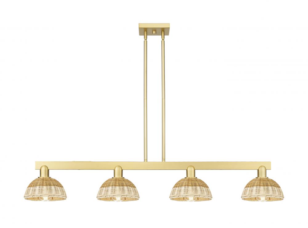Natural Ballston Dome - 4 Light - 48 inch - Satin Gold - Stem hung - Island Light