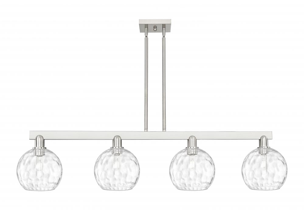 Athens Water Glass - 4 Light - 51 inch - Brushed Satin Nickel - Stem hung - Island Light