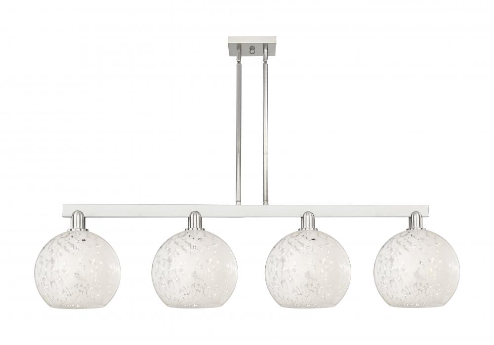 White Mouchette - 4 Light - 53 inch - Brushed Satin Nickel - Stem hung - Island Light