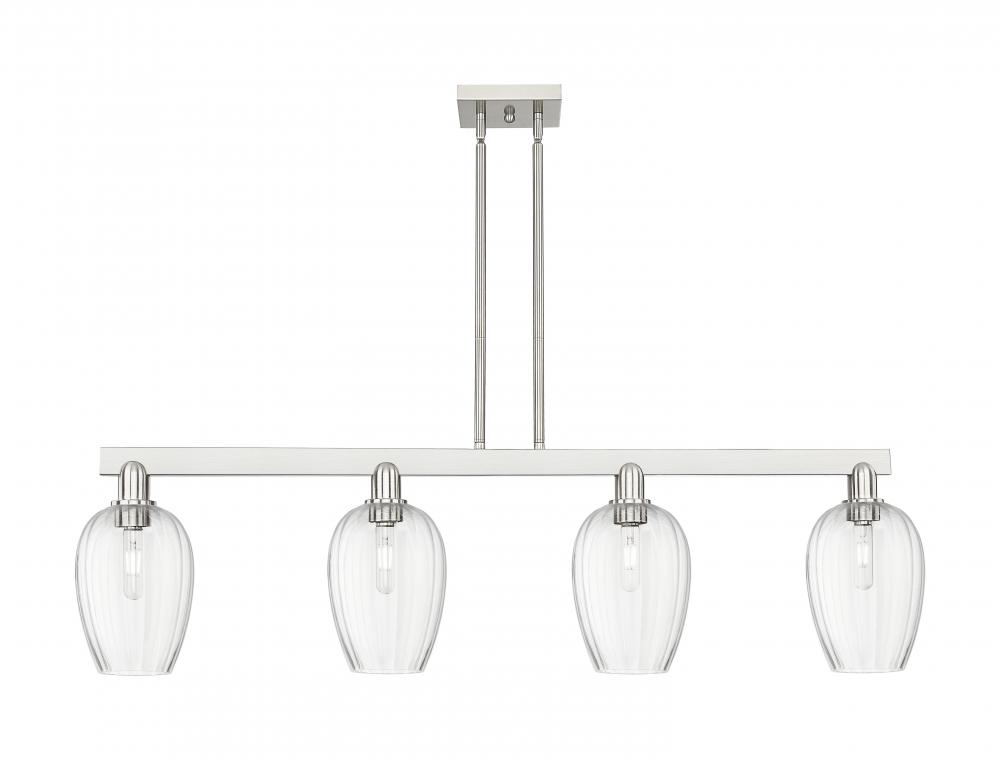 Preston Flute - 4 Light - 48 inch - Brushed Satin Nickel - Stem hung - Island Light